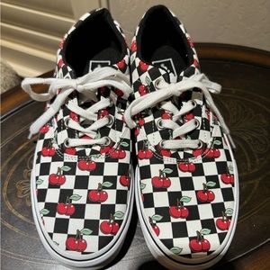 Vans with cherries / checkerboard  sz 8.5 women’s lace up sneaker